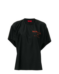 schwarzes bedrucktes T-Shirt mit einem Rundhalsausschnitt von Wendy Jim
