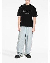 schwarzes bedrucktes T-Shirt mit einem Rundhalsausschnitt von Balenciaga