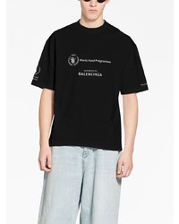 schwarzes bedrucktes T-Shirt mit einem Rundhalsausschnitt von Balenciaga