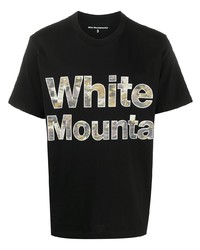 schwarzes bedrucktes T-Shirt mit einem Rundhalsausschnitt von White Mountaineering