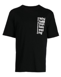 schwarzes bedrucktes T-Shirt mit einem Rundhalsausschnitt von White Mountaineering