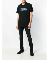 schwarzes bedrucktes T-Shirt mit einem Rundhalsausschnitt von Amiri