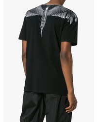 schwarzes bedrucktes T-Shirt mit einem Rundhalsausschnitt von Marcelo Burlon County of Milan