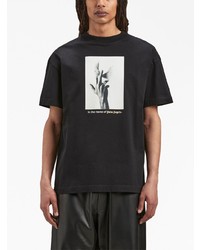 schwarzes bedrucktes T-Shirt mit einem Rundhalsausschnitt von Palm Angels