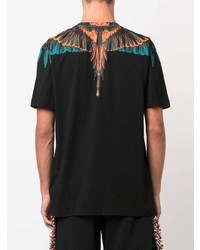 schwarzes bedrucktes T-Shirt mit einem Rundhalsausschnitt von Marcelo Burlon County of Milan