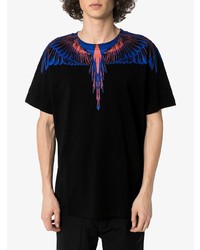 schwarzes bedrucktes T-Shirt mit einem Rundhalsausschnitt von Marcelo Burlon County of Milan