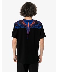 schwarzes bedrucktes T-Shirt mit einem Rundhalsausschnitt von Marcelo Burlon County of Milan