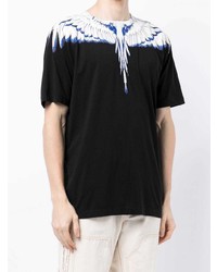 schwarzes bedrucktes T-Shirt mit einem Rundhalsausschnitt von Marcelo Burlon County of Milan