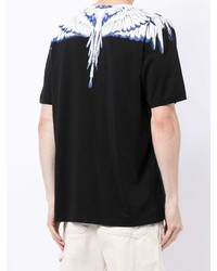 schwarzes bedrucktes T-Shirt mit einem Rundhalsausschnitt von Marcelo Burlon County of Milan