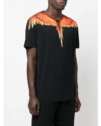 schwarzes bedrucktes T-Shirt mit einem Rundhalsausschnitt von Marcelo Burlon County of Milan