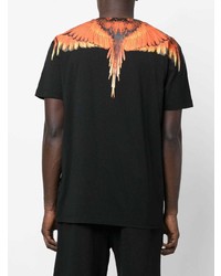 schwarzes bedrucktes T-Shirt mit einem Rundhalsausschnitt von Marcelo Burlon County of Milan