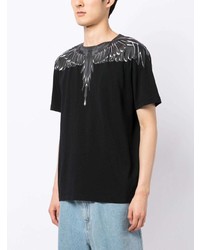 schwarzes bedrucktes T-Shirt mit einem Rundhalsausschnitt von Marcelo Burlon County of Milan