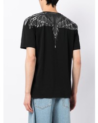 schwarzes bedrucktes T-Shirt mit einem Rundhalsausschnitt von Marcelo Burlon County of Milan