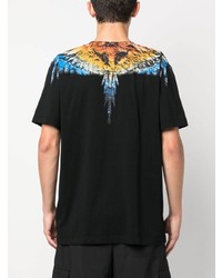 schwarzes bedrucktes T-Shirt mit einem Rundhalsausschnitt von Marcelo Burlon County of Milan