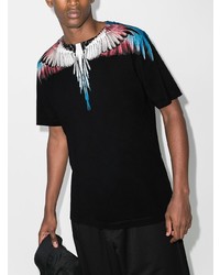 schwarzes bedrucktes T-Shirt mit einem Rundhalsausschnitt von Marcelo Burlon County of Milan