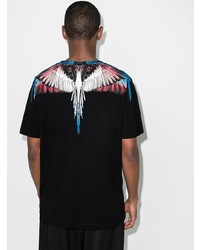 schwarzes bedrucktes T-Shirt mit einem Rundhalsausschnitt von Marcelo Burlon County of Milan