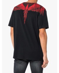 schwarzes bedrucktes T-Shirt mit einem Rundhalsausschnitt von Marcelo Burlon County of Milan