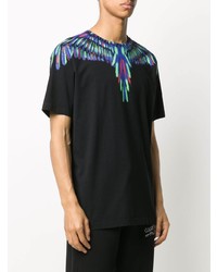 schwarzes bedrucktes T-Shirt mit einem Rundhalsausschnitt von Marcelo Burlon County of Milan