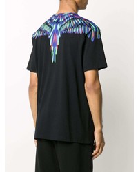 schwarzes bedrucktes T-Shirt mit einem Rundhalsausschnitt von Marcelo Burlon County of Milan