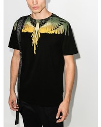 schwarzes bedrucktes T-Shirt mit einem Rundhalsausschnitt von Marcelo Burlon County of Milan