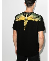 schwarzes bedrucktes T-Shirt mit einem Rundhalsausschnitt von Marcelo Burlon County of Milan