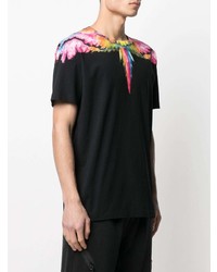 schwarzes bedrucktes T-Shirt mit einem Rundhalsausschnitt von Marcelo Burlon County of Milan