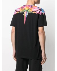 schwarzes bedrucktes T-Shirt mit einem Rundhalsausschnitt von Marcelo Burlon County of Milan