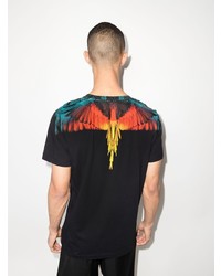 schwarzes bedrucktes T-Shirt mit einem Rundhalsausschnitt von Marcelo Burlon County of Milan