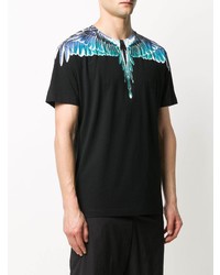 schwarzes bedrucktes T-Shirt mit einem Rundhalsausschnitt von Marcelo Burlon County of Milan