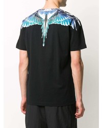 schwarzes bedrucktes T-Shirt mit einem Rundhalsausschnitt von Marcelo Burlon County of Milan