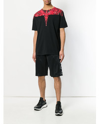 schwarzes bedrucktes T-Shirt mit einem Rundhalsausschnitt von Marcelo Burlon County of Milan