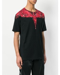 schwarzes bedrucktes T-Shirt mit einem Rundhalsausschnitt von Marcelo Burlon County of Milan