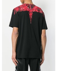 schwarzes bedrucktes T-Shirt mit einem Rundhalsausschnitt von Marcelo Burlon County of Milan