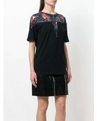 schwarzes bedrucktes T-Shirt mit einem Rundhalsausschnitt von Marcelo Burlon County of Milan