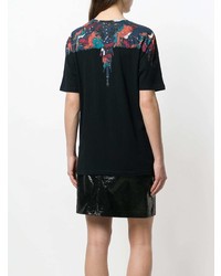 schwarzes bedrucktes T-Shirt mit einem Rundhalsausschnitt von Marcelo Burlon County of Milan