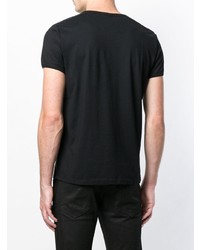 schwarzes bedrucktes T-Shirt mit einem Rundhalsausschnitt von Ann Demeulemeester