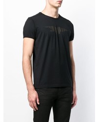 schwarzes bedrucktes T-Shirt mit einem Rundhalsausschnitt von Ann Demeulemeester