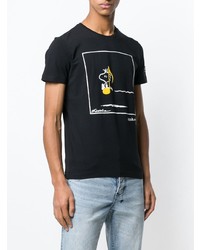 schwarzes bedrucktes T-Shirt mit einem Rundhalsausschnitt von Iceberg