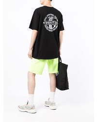 schwarzes bedrucktes T-Shirt mit einem Rundhalsausschnitt von Stussy