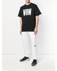 schwarzes bedrucktes T-Shirt mit einem Rundhalsausschnitt von MSGM