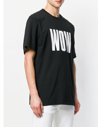 schwarzes bedrucktes T-Shirt mit einem Rundhalsausschnitt von MSGM