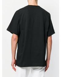 schwarzes bedrucktes T-Shirt mit einem Rundhalsausschnitt von MSGM