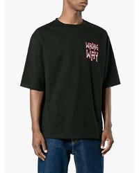 schwarzes bedrucktes T-Shirt mit einem Rundhalsausschnitt von Ex Infinitas