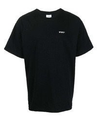 schwarzes bedrucktes T-Shirt mit einem Rundhalsausschnitt von WTAPS
