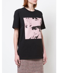 schwarzes bedrucktes T-Shirt mit einem Rundhalsausschnitt von Calvin Klein 205W39nyc