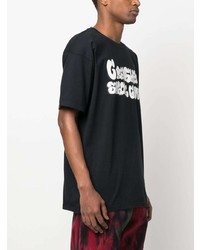 schwarzes bedrucktes T-Shirt mit einem Rundhalsausschnitt von CRENSHAW SKATE CLUB