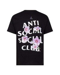 schwarzes bedrucktes T-Shirt mit einem Rundhalsausschnitt von Anti Social Social Club