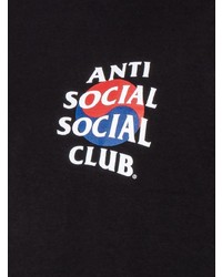 schwarzes bedrucktes T-Shirt mit einem Rundhalsausschnitt von Anti Social Social Club