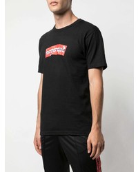 schwarzes bedrucktes T-Shirt mit einem Rundhalsausschnitt von Supreme