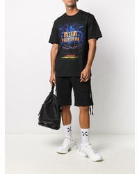 schwarzes bedrucktes T-Shirt mit einem Rundhalsausschnitt von MSGM